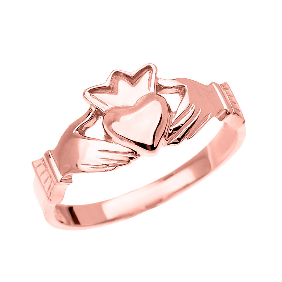 Gold Women's Claddagh Heart Crown Ring (Available in Yellow/Rose/White Gold)