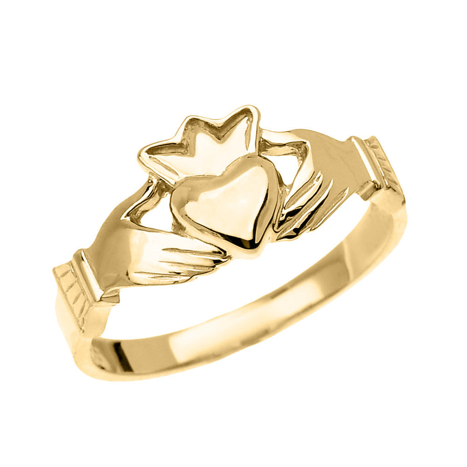 Gold Women's Claddagh Heart Crown Ring (Available in Yellow/Rose/White Gold)