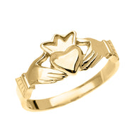 Gold Women's Claddagh Heart Crown Ring (Available in Yellow/Rose/White Gold)