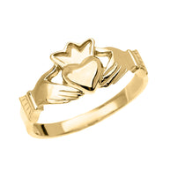 Gold Women's Claddagh Heart Crown Ring (Available in Yellow/Rose/White Gold)