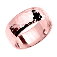 Gold Hammered Comfort Fit Classic Wedding Band 8.0 mm (Available in Yellow/Rose/White Gold)