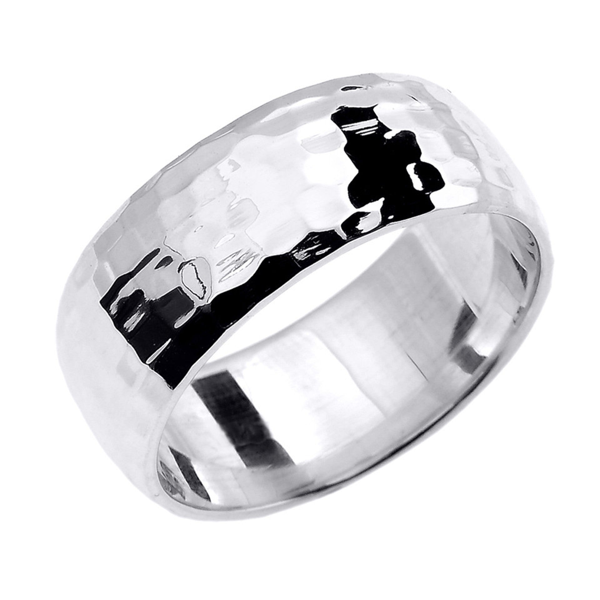 Gold Hammered Comfort Fit Classic Wedding Band 8.0 mm (Available in Yellow/Rose/White Gold)