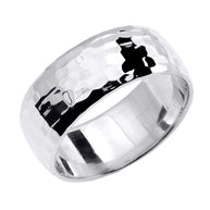 Gold Hammered Comfort Fit Classic Wedding Band 8.0 mm (Available in Yellow/Rose/White Gold)