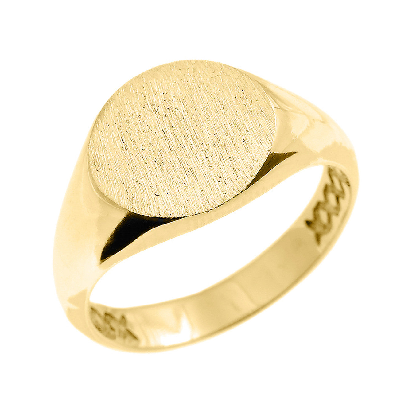 Solid Gold 12 MM Round Engravable Men's Signet Ring (Available in Yellow/Rose/White Gold)
