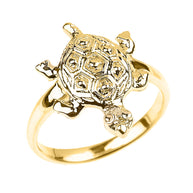 Solid Gold Turtle Ladies Ring (Available in Yellow/Rose/White Gold)