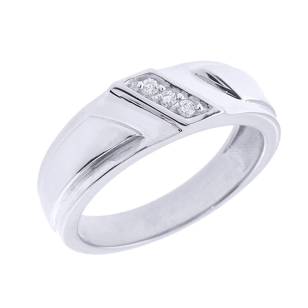 Sterling Silver Men's Diamond Wedding Band