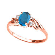 Gold Oval Birthstone Solitaire Proposal Ring (Available in Yellow/Rose/White Gold)