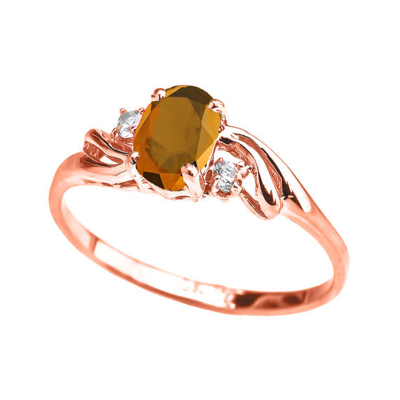 Gold Oval Birthstone Solitaire Proposal Ring (Available in Yellow/Rose/White Gold)
