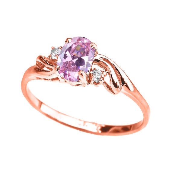Gold Oval Birthstone Solitaire Proposal Ring (Available in Yellow/Rose/White Gold)