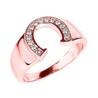 Gold Cubic Zirconia Horseshoe Men's Ring (Available in Yellow/Rose/White Gold)
