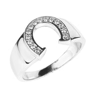 Gold Cubic Zirconia Horseshoe Men's Ring (Available in Yellow/Rose/White Gold)