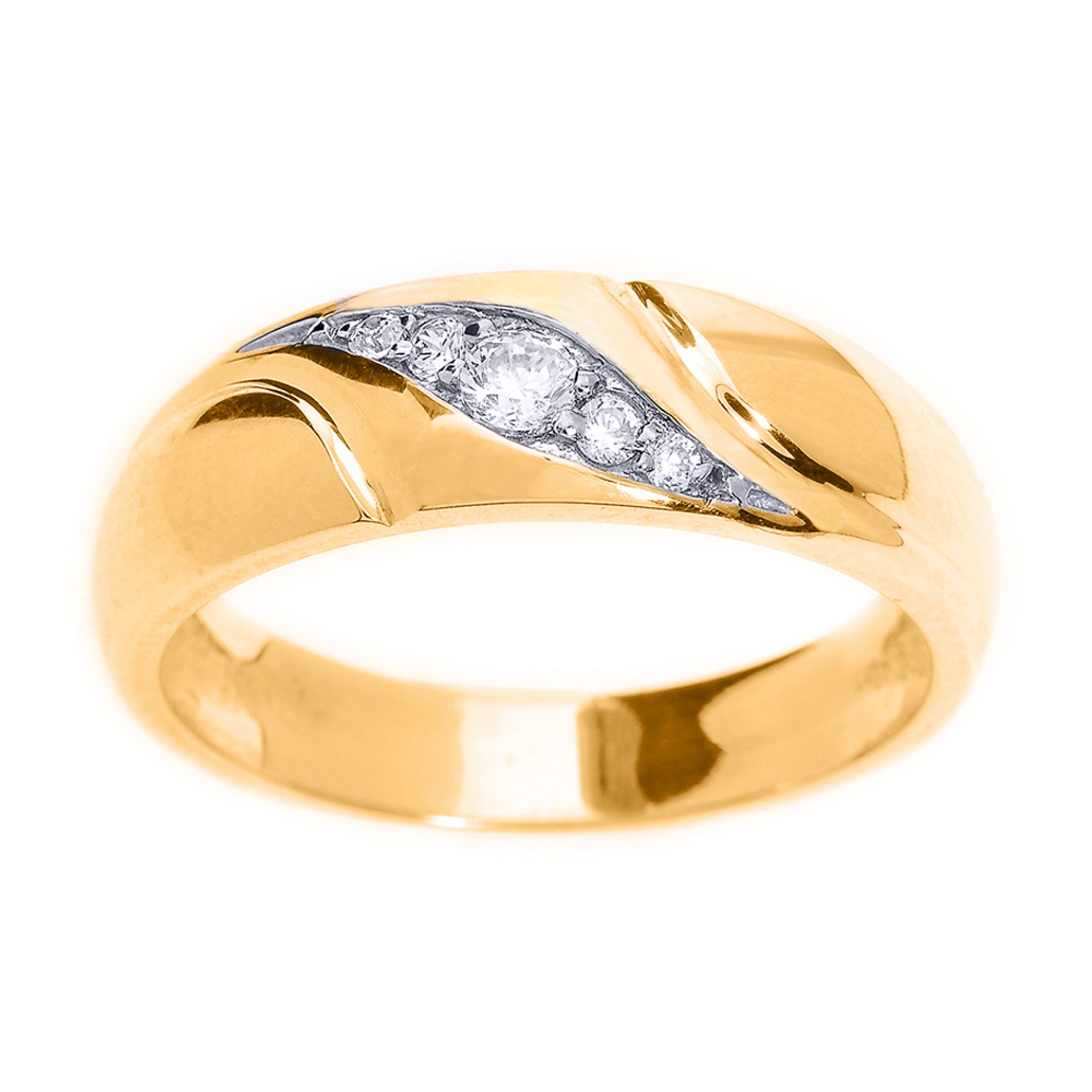 Gold Men's Diamond Wedding Ring (Available in Yellow/Rose/White Gold)