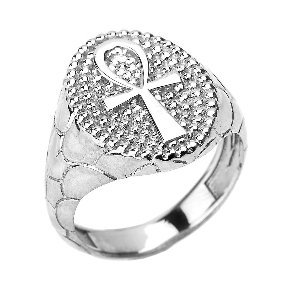 Sterling Silver Egyptian Ankh Cross Men's Ring