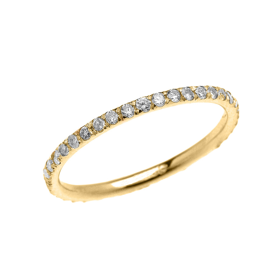 14K Gold Diamond Pavé Wedding Band Ring (Available in Yellow Gold, Rose Gold, White Gold)