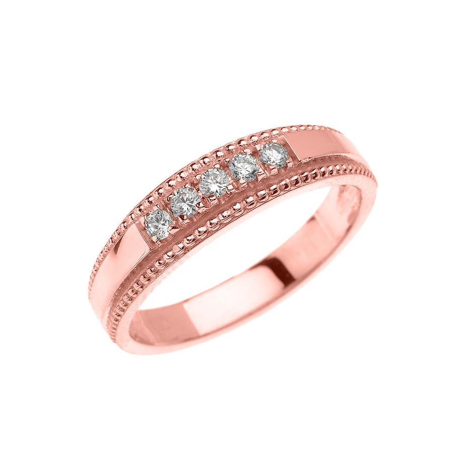 Solid Gold Elegant Diamond Wedding Band Ring For Her (Available in Yellow/Rose/White Gold)
