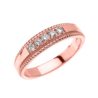 Solid Gold Elegant Cubic Zirconia Wedding Band Ring For Him (Available in Yellow/Rose/White Gold)