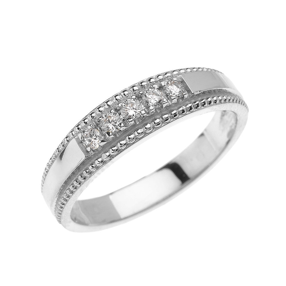 Solid Gold Elegant Cubic Zirconia Wedding Band Ring For Him (Available in Yellow/Rose/White Gold)