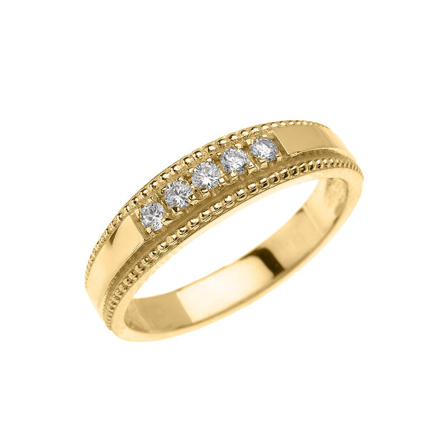 Solid Gold Elegant Cubic Zirconia Wedding Band Ring For Her(Available in Yellow/Rose/White Gold)