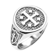Gold Jerusalem Crusaders Cross Five Wounds of Christ Men's Ring (Available in Yellow/Rose/White Gold)