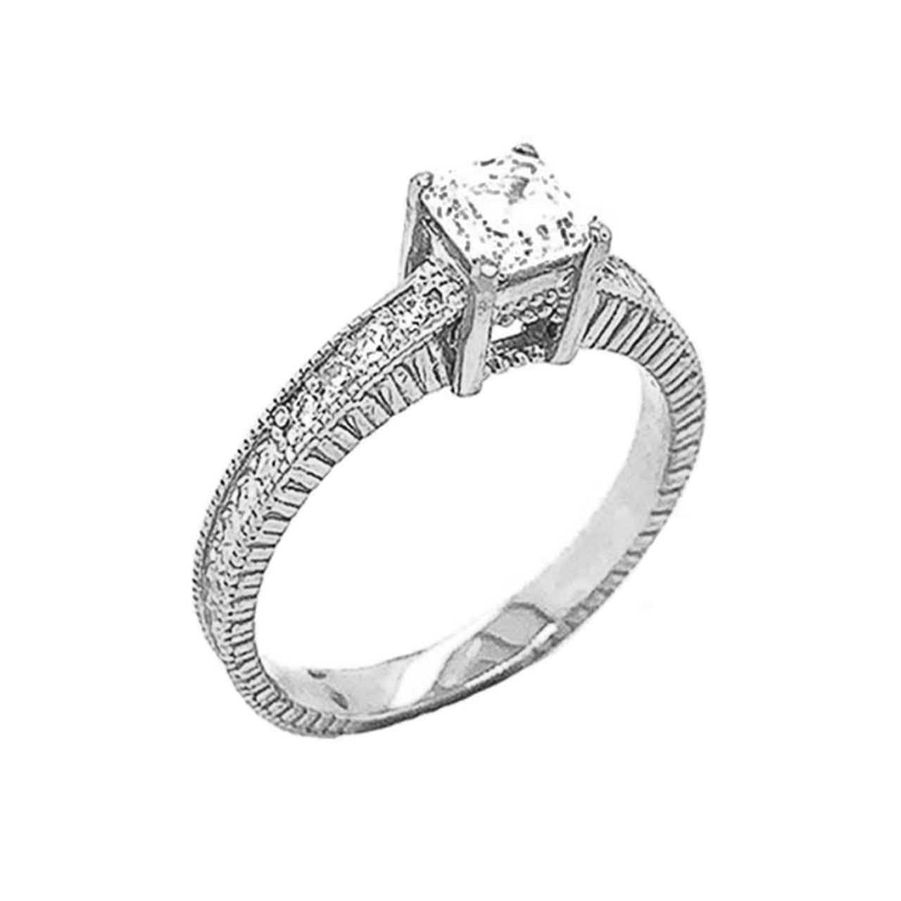 .925 Sterling Silver Princess Cut Cubic Zirconia Striped Diamond Wedding Band Ring