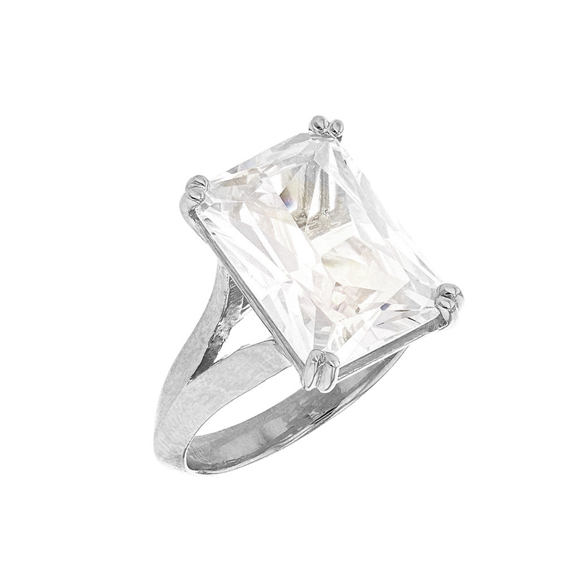 Yellow Gold Solitaire Octagon Radiant Emerald Cut Cubic Zirconia Engagement Ring