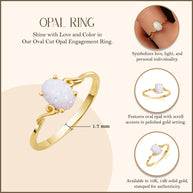 Oval Cut Birthstone Opal Engagement Ring in Gold (Available in Yellow Gold, Rose Gold, White Gold)