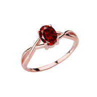 Gold Custom Oval Cut Birthstone Solitaire Ring (Available in Yellow/Rose/White Gold)