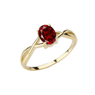 Gold Custom Oval Cut Birthstone Solitaire Ring (Available in Yellow/Rose/White Gold)