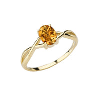 Gold Custom Oval Cut Birthstone Solitaire Ring (Available in Yellow/Rose/White Gold)