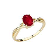 Gold Custom Oval Cut Birthstone Solitaire Ring (Available in Yellow/Rose/White Gold)