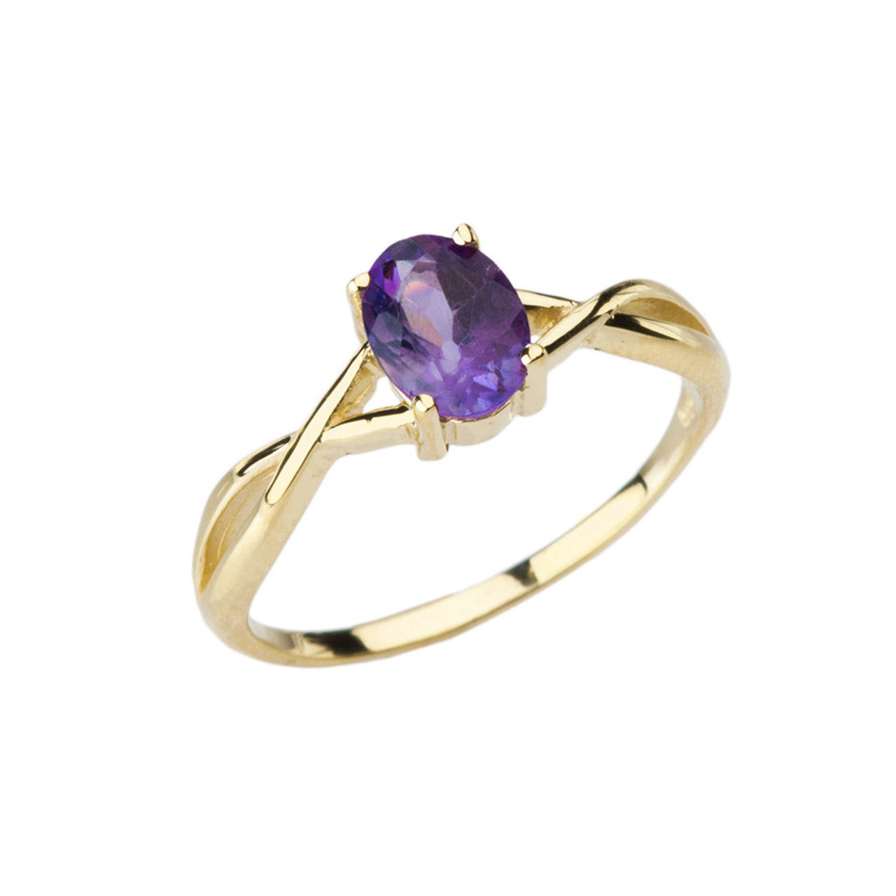 Gold Custom Oval Cut Birthstone Solitaire Ring (Available in Yellow/Rose/White Gold)