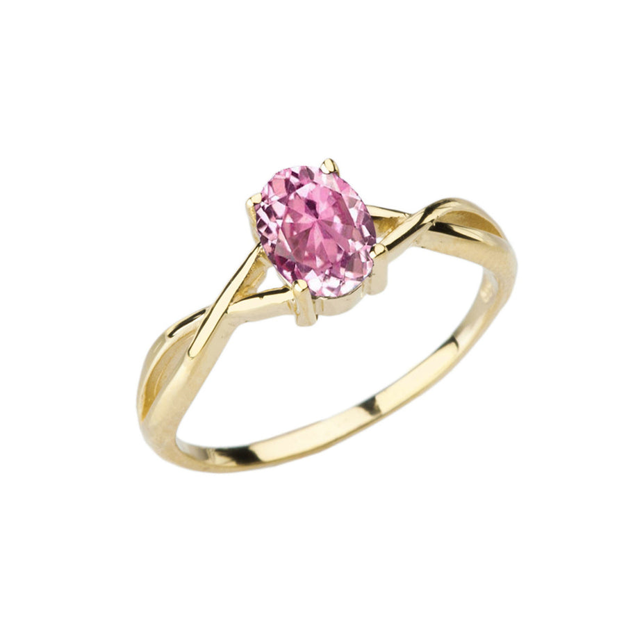 Gold Custom Oval Cut Birthstone Solitaire Ring (Available in Yellow/Rose/White Gold)