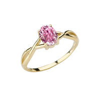 Gold Custom Oval Cut Birthstone Solitaire Ring (Available in Yellow/Rose/White Gold)