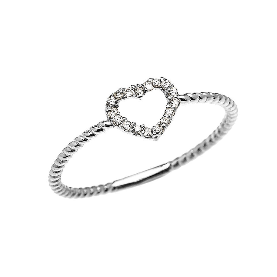 Gold Diamond Heart Rope Band Ring (Available in Yellow/Rose/White Gold)