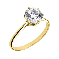 Gold 6 Prongs 2.80 ct Round CZ Dainty Solitaire Engagement Ring (Available In Yellow/White Gold)