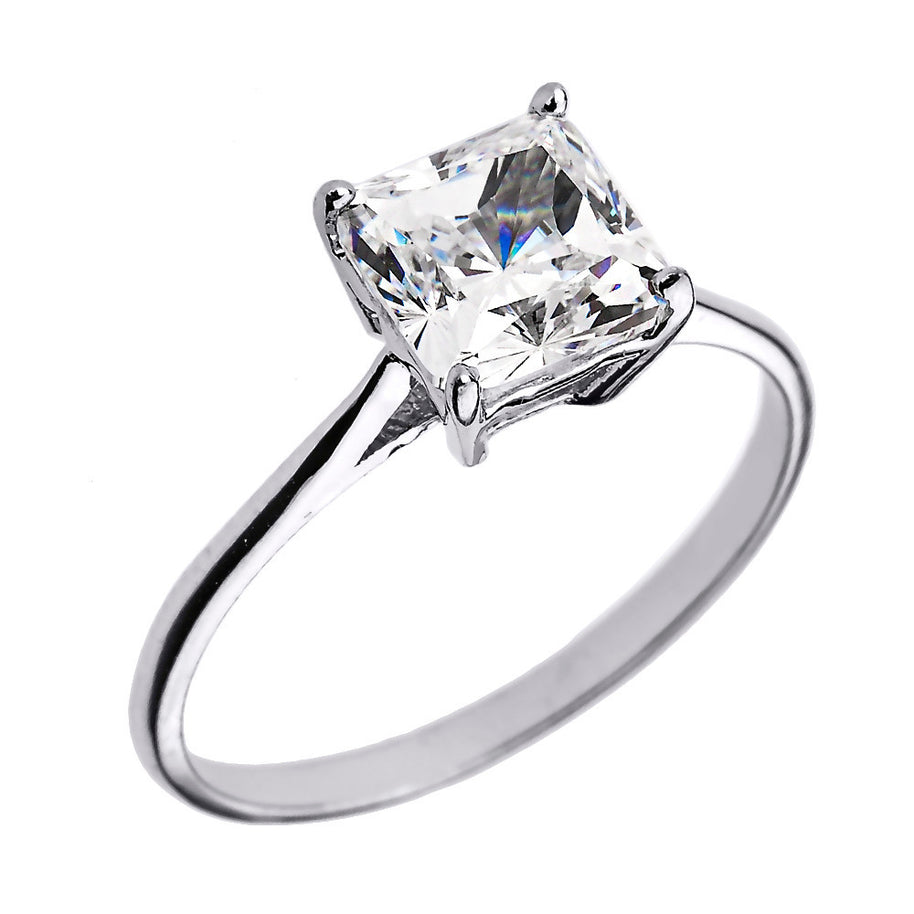 Gold 3.00 ct Princess Cut CZ Dainty Solitaire Engagement Ring(Available In Yellow/Rose/White Gold)
