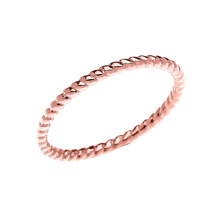 Gold Stackable Dainty Rope Band Ring (Available in Yellow/Rose/White Gold)