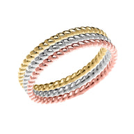 Tri-Color Gold Dainty Stackable Rope Band Ring