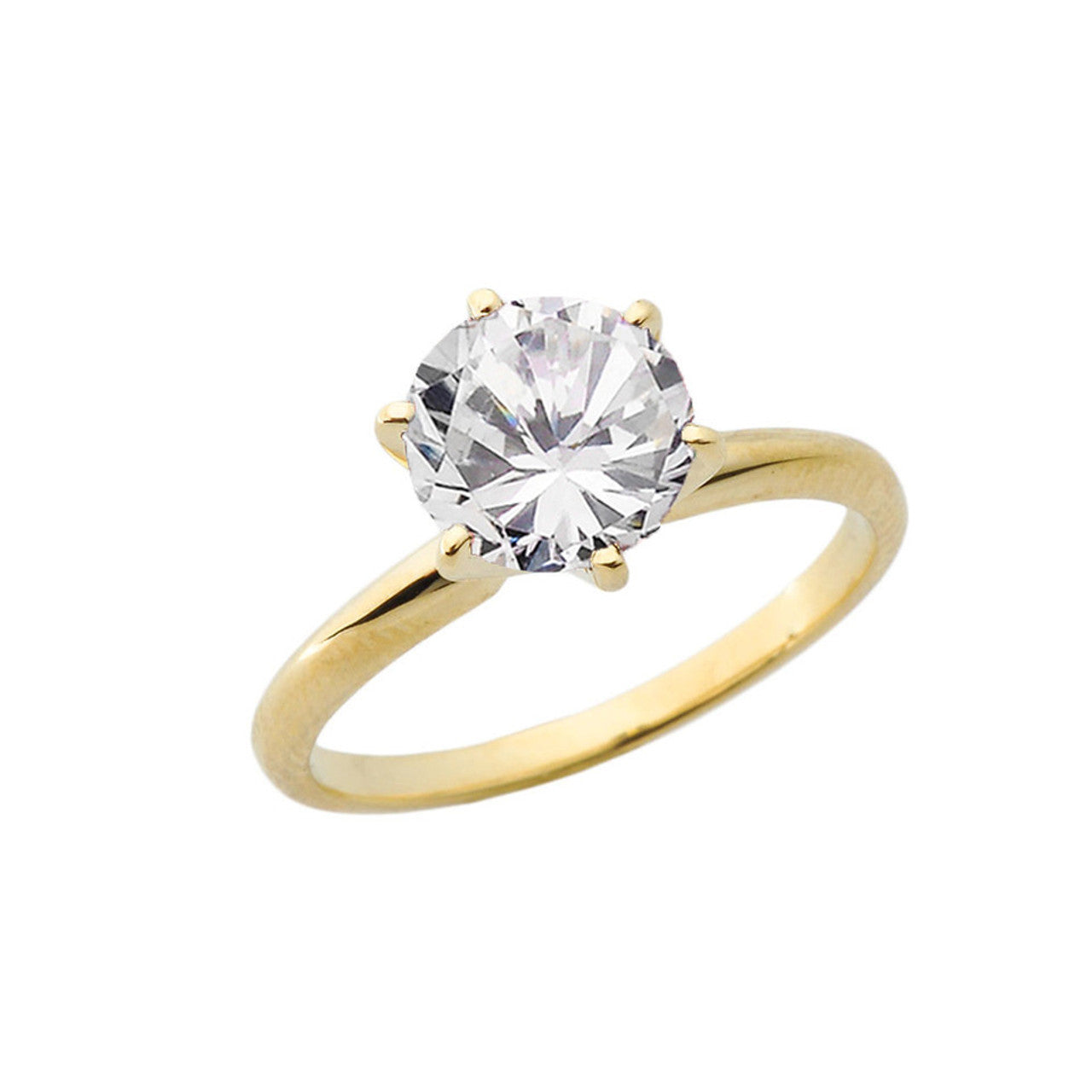 Gold 3.0 ct Lab Created Solitaire Engagement Ring (Available in Yellow/Rose/White Gold)