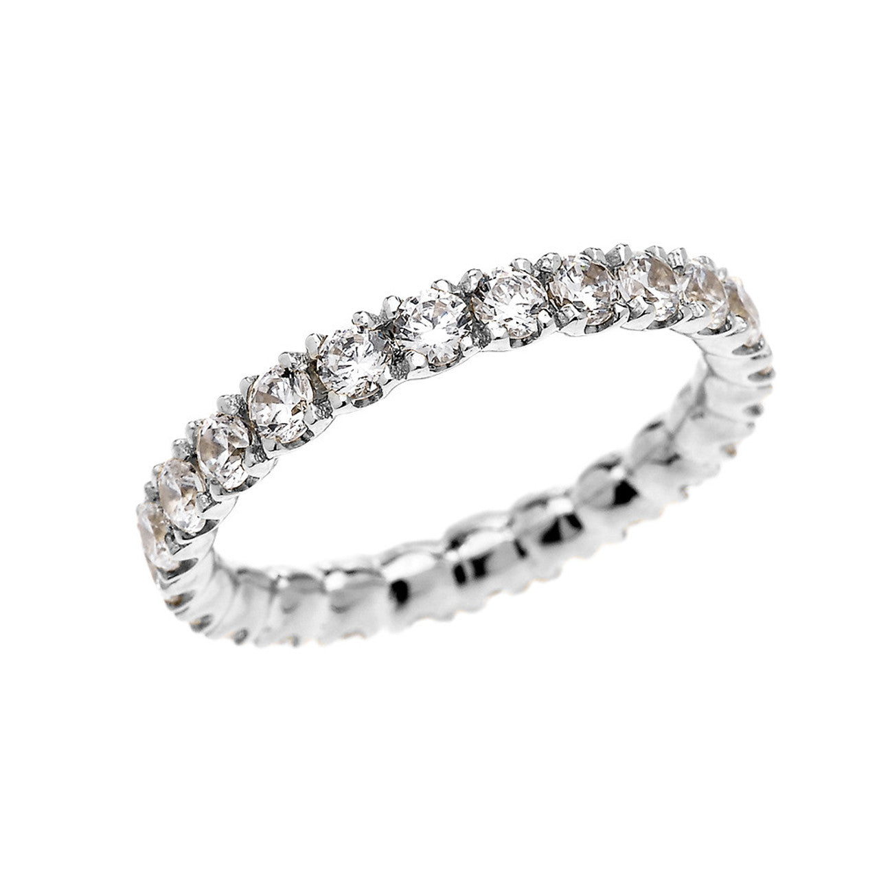 Solid Gold 2 Carat Cubic Zirconia Stackable Wedding Band(Available In Yellow/Rose/White Gold)