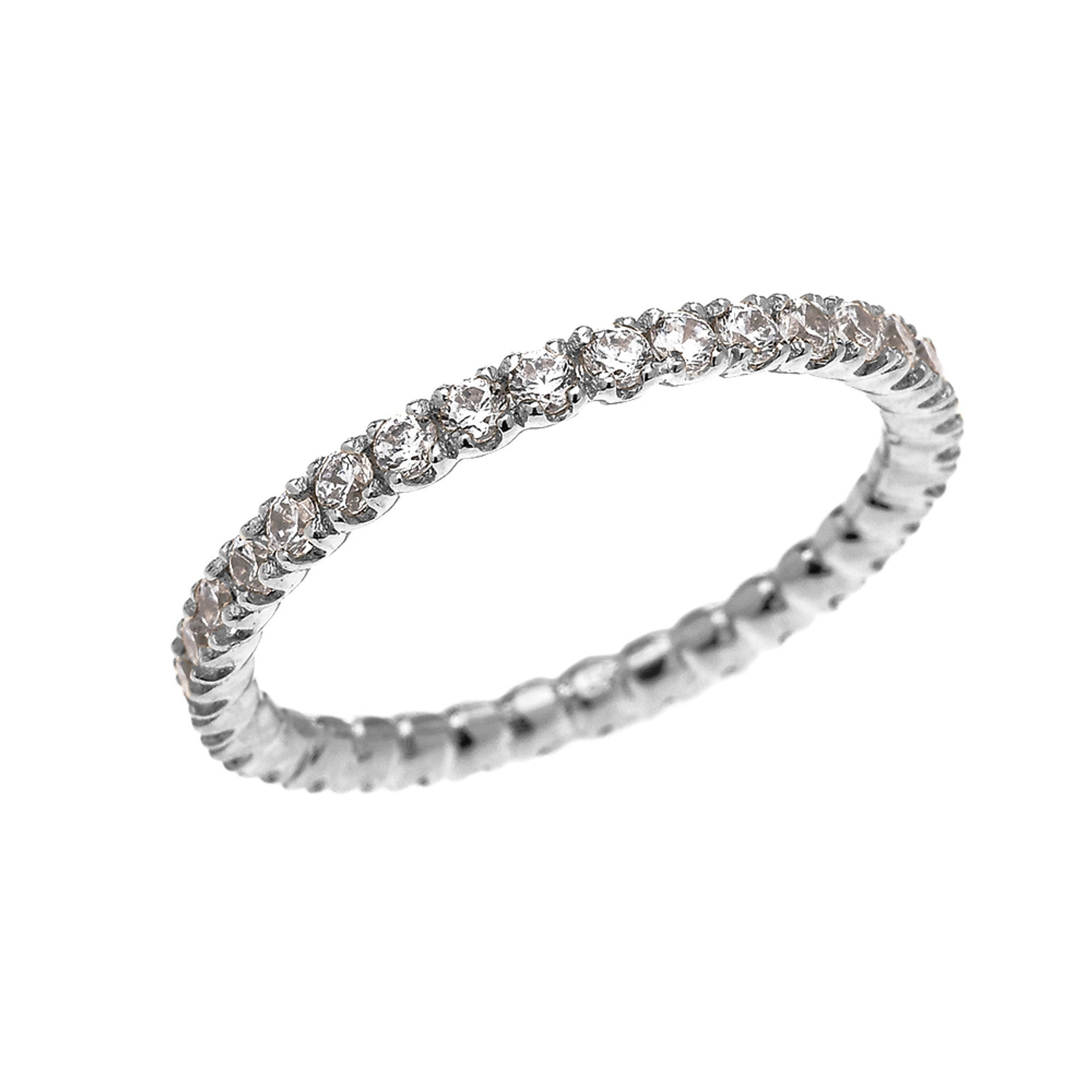 Gold 1.5 Carat Cubic Zirconia Stackable Wedding Band (Available in Yellow/Rose/White Gold)