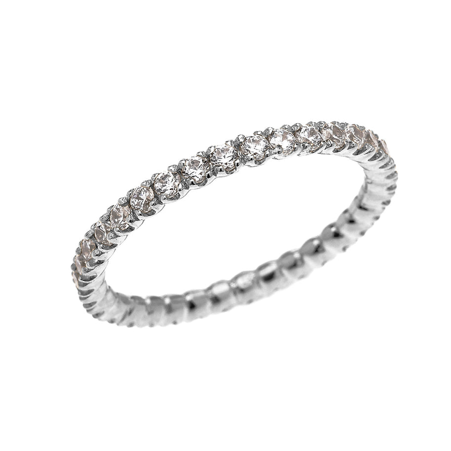 Gold 1.5 Carat Cubic Zirconia Stackable Wedding Band (Available in Yellow/Rose/White Gold)