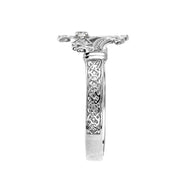 .925 Sterling Silver Cubic Zirconia Celtic Cross Irish Trinity Knot Ring