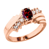 Dazzling Gold Diamond and Lab Created birthstone Proposal Ring(Available In Yellow/Rose/White Gold)