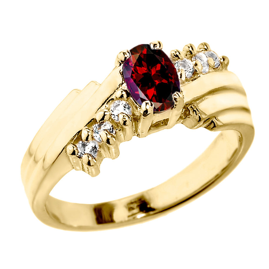 Dazzling Gold Diamond and Lab Created birthstone Proposal Ring(Available In Yellow/Rose/White Gold)
