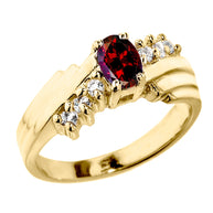 Dazzling Gold Diamond and Lab Created birthstone Proposal Ring(Available In Yellow/Rose/White Gold)