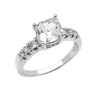 Solid Gold Princess Cut CZ Solitaire Engagement Ring(Available In Yellow/Rose/White Gold)