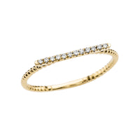 Gold Diamond Bar Beaded Band Ring (Available in Yellow/Rose/White Gold)