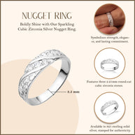 Silver Nugget Ring - Cubic Zirconia