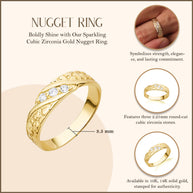 10K/14K Gold Nugget Ring with Cubic Zirconia (Available in Yellow Gold, Rose Gold, White Gold)